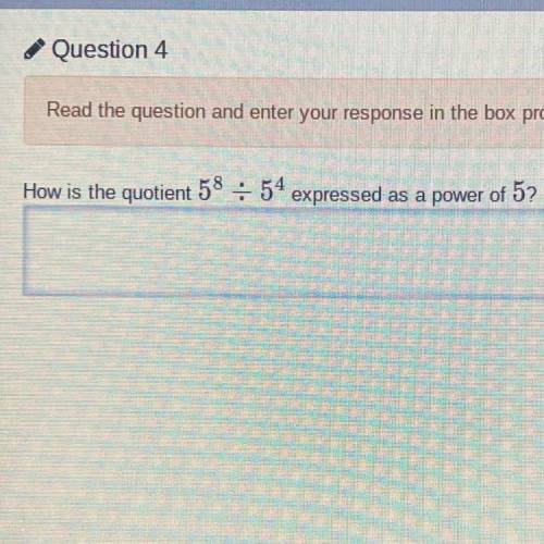 How is the quotient 5 to the 8th power expressed as a power of 5