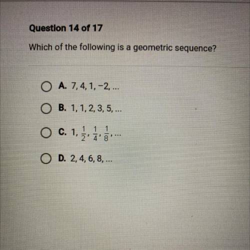 Which of the following is a geometric sequence ?
