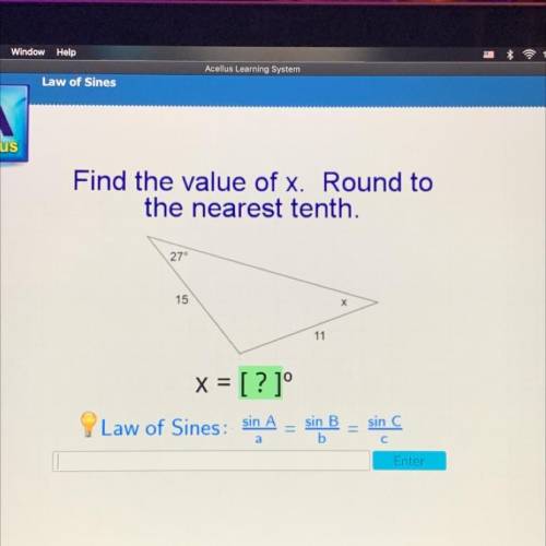 Please help! Find the value of X. Round to the nearest tenth.￼ acellus