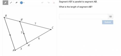 Segment A'B' is parallel to segment AB.What is the length of segment AB?