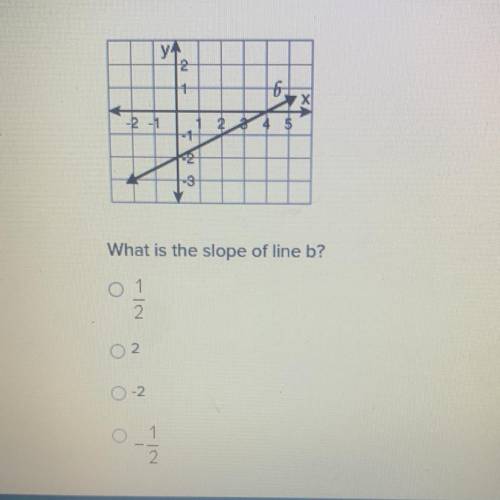 PLEASE HELPP!!

|y.
2
X X
-2 1
45
2
3
What is the slope of line b?
01
2
2.
-2
0 -1
2