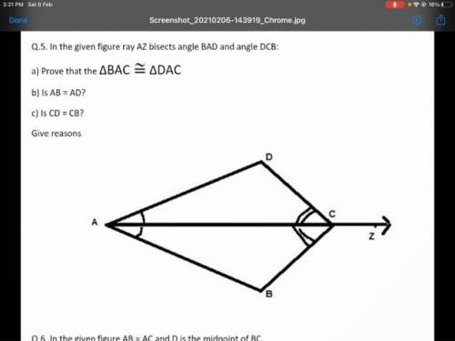 In e given figure ray az bisects angle BAD and angle DCB prove that the BAC = DAC