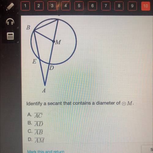 Identify a secant that contains a diameter of M