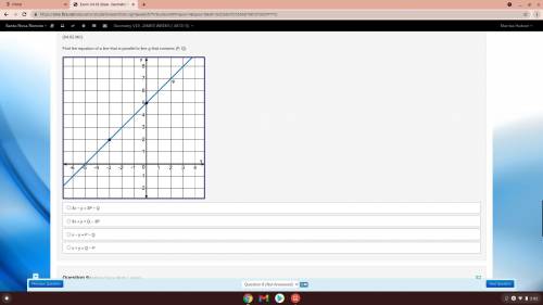 Find the equation of a line that is parallel to line g that contains (P, Q). coordinate plane with