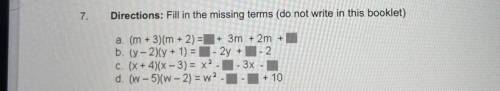 7.
Directions: Fill in the missing terms
PLEASE HELP!!