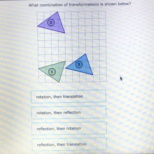 What combination of transformations is shown below?

rotation, then translation
rotation, then ref