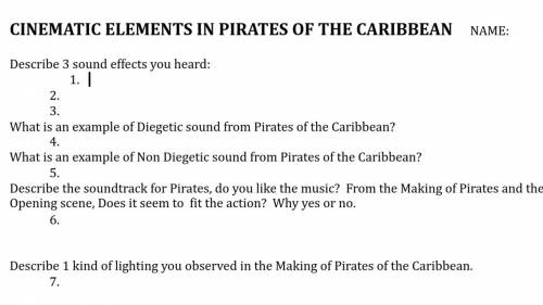 PLEASE HELP ME WITH THESE QUESTIONS ABOUT PIRATES OF THE CARIBBEAN!! I WILL GIVE YOU IF YOU