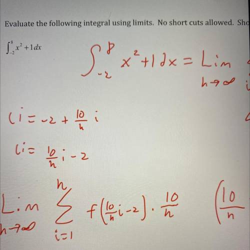 Evaluate the following integral using limits. No short cuts allowed.