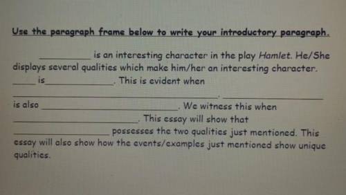 Use the paragraph frame below to write your introductory paragraph.

is an interesting character i