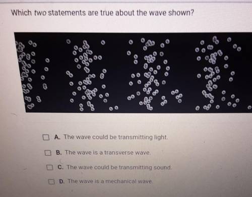 Which two statements are true about the wave shown?