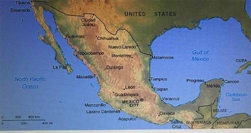 Study the map, then answer the questions below.

The city of Mazatlan is located along the________