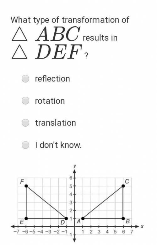 What type of transformation of △ABC results in △DEF ?