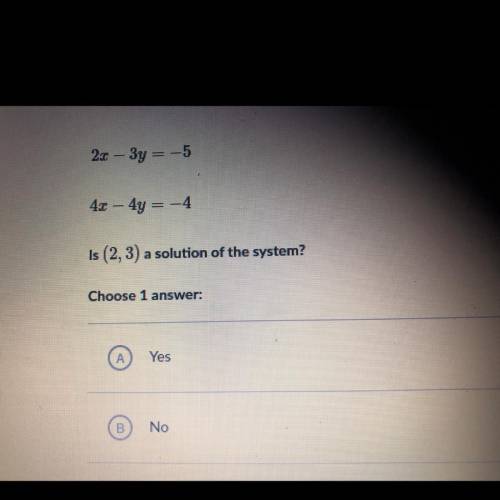 Is (2,3) a solution of the system