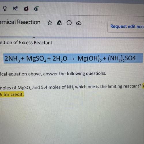 40 POINTS!

2NH3 + MgSO4 + 2H20 -> Mg(OH)2 + (NH4)2SO4
using the chemical equation above answer