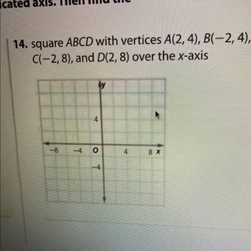 HELP

(plwase explain)
14. square ABCD with vertices A(2,4), B(-2,4),
C(-2,8), and D(2,8) over the