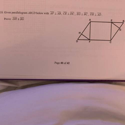 Given parallelogram ABCD 
Prove: DH BG
PLEASE HELP ASAP