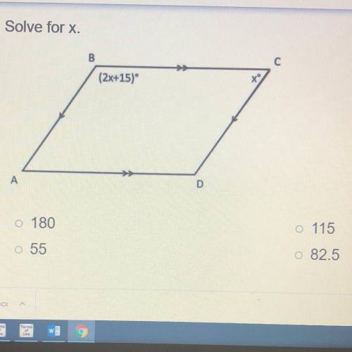Solve for x 
A )180
B)55
C)115
D)82.5