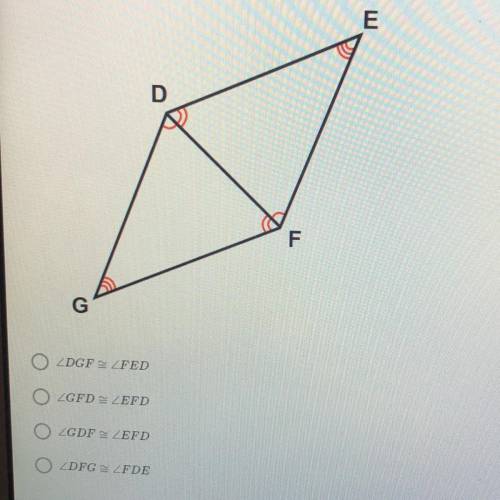 Which is not a pair of congruent angles in the diagram below?