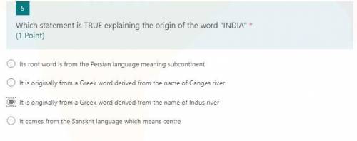 Which statement is TRUE explaining the origin of the word INDIA
