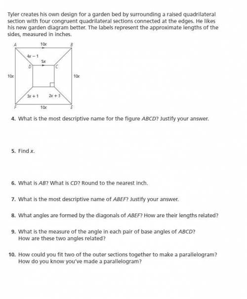 Need help for these 10 questions about Quadrilaterals And Other Polygons