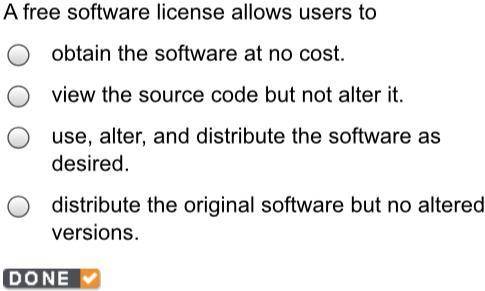 A free software license allows users to