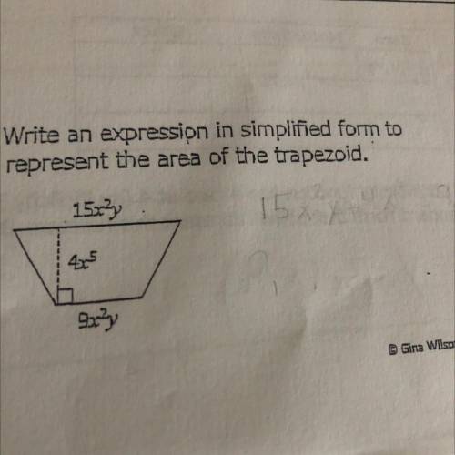 10. Write an expression in simplified form to
represent the area of the trapezoid.