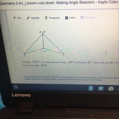 How do you prove that BC is bisecting angle ABA