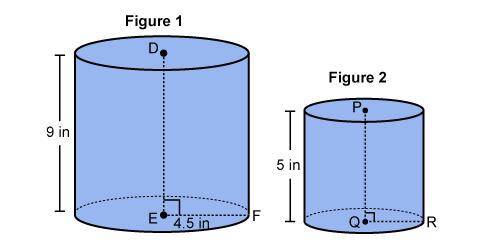 Complete the statement about these similar cylinders.

The circumference of the base of figure 2 i