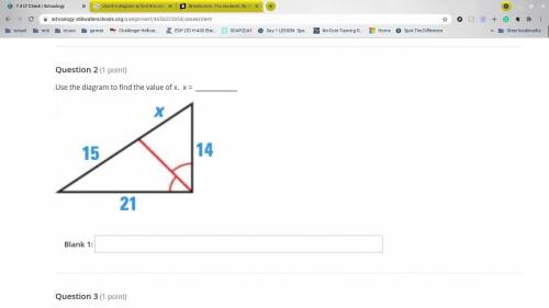Use the diagram to find the value of x. x =