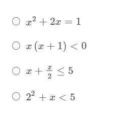 Which of following is an example of a quadratic inequality?