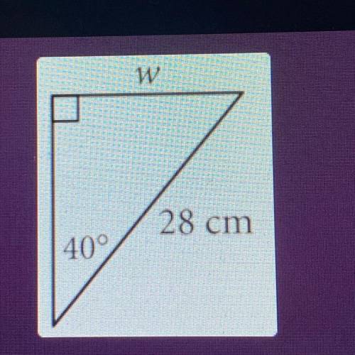 Find the length of side w.
43.6 cm
18.0 cm
36.5 cm
21.4 cm