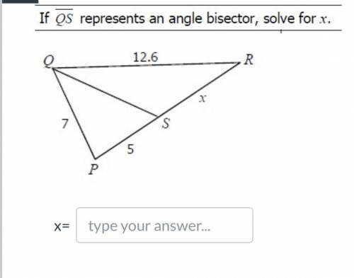 If QS is an angle bisector slove for x