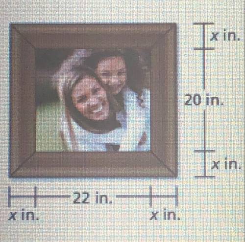 You design a frame to surround a rectangular photo. The width of the frame is the same on every sid