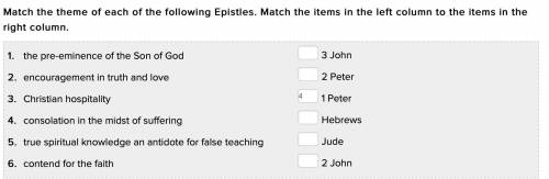 For bible... PLEASE HELP I will give brainliest to first right answer

Match the theme of each of