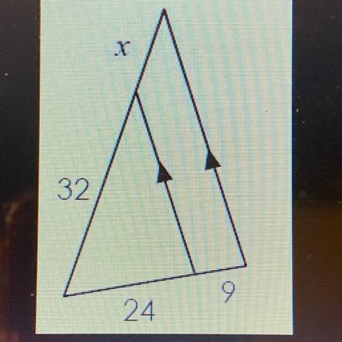 Find the missing side of the triangle (x)