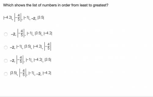 Which shows the list of numbers in order from least to greatest?