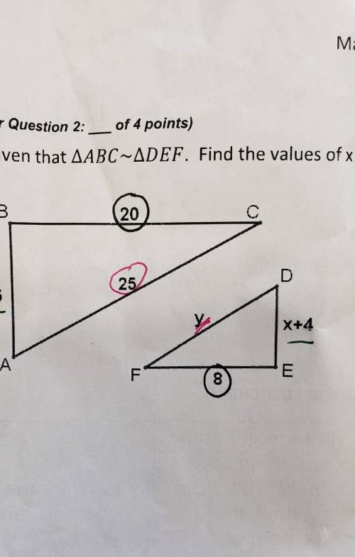It is given that <ABC ~<DEF find the values of x and y​