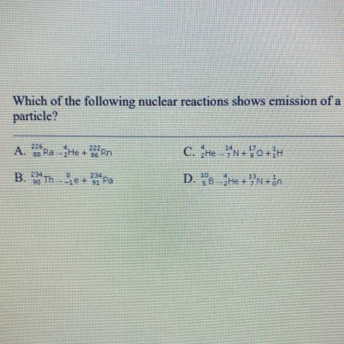 Which of the following nuclear reactions shows emission of a
particle?