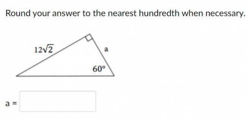 Determine the value of the missing sides for the following triangle.