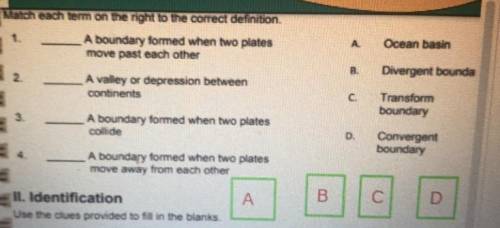 Match each term on the right to the correct definition.

A boundary formed when two plates
move pa