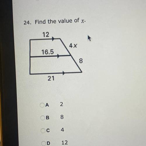 Find the value of x. Below