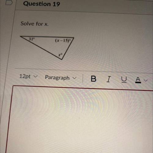 Question 19: Solve for X.