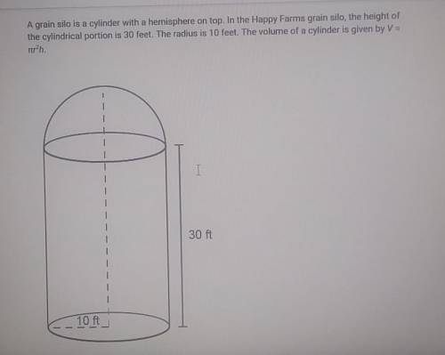 answer 1. first find the volume of the square of the hemisphere on top and then find the volume of