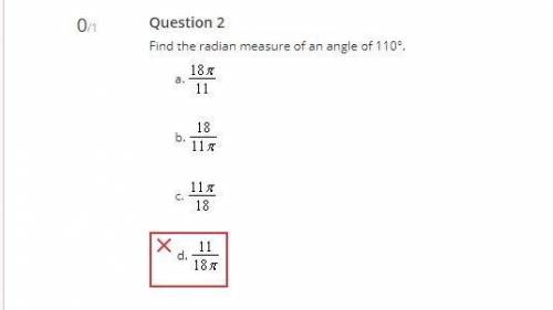 Find the radian measure of an angle of 110°.