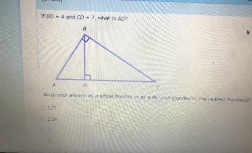 If b equals 4 and = 7 what is ad