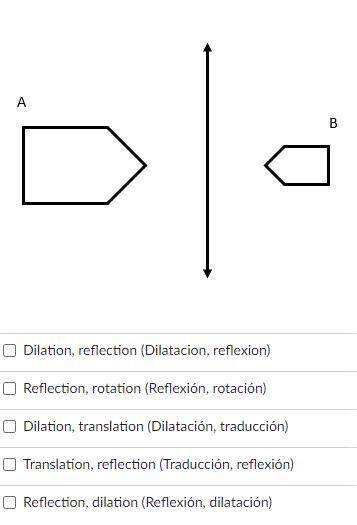Image A is transformed to image B. Which of the following sequences of transformations would result