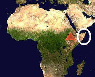 Analyze the map below and answer the questions that follow.

A satellite map of Africa. A peninsul