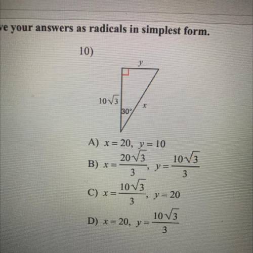 Find the missing side length. Leave your answers as radicals in simplest form￼
