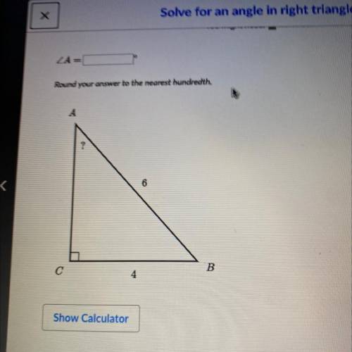 I need help solving an angle in right triangle