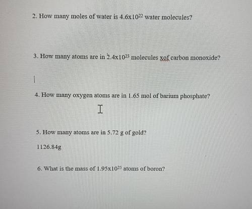 How many moles of water is 4.6x10^22 water molecules?